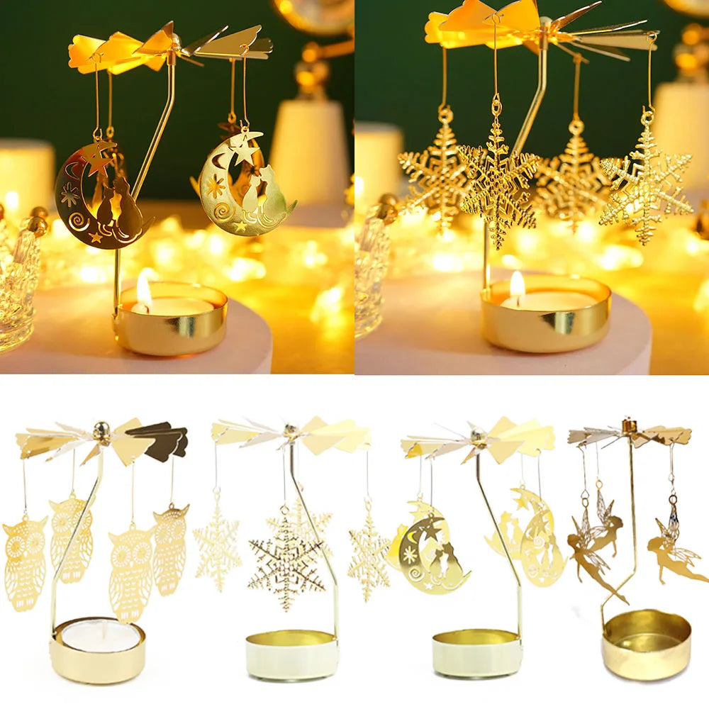 Gold Rotating Candle Holder Christmas — Swuffy