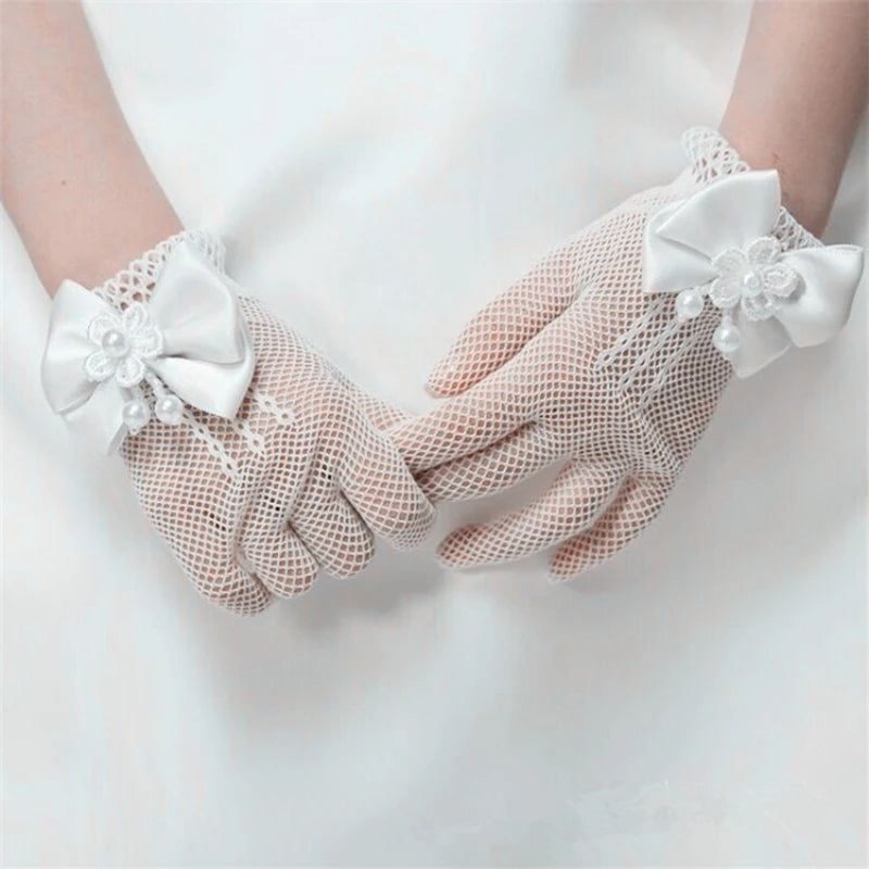 Kids Lace Pearl Fishnet Gloves — Swuffy