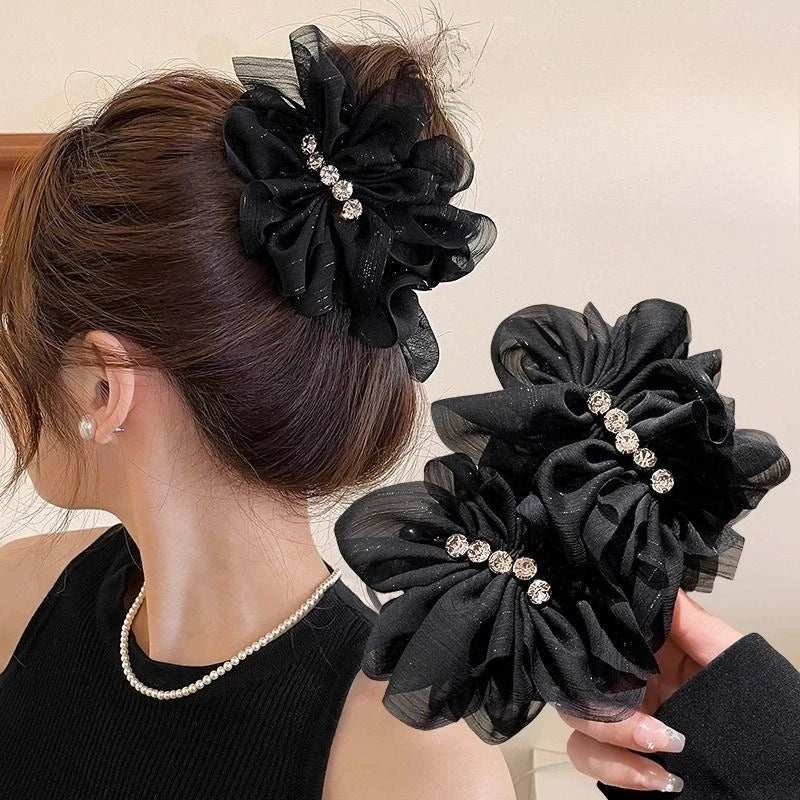 Korean Mesh Flower Ponytail Hairpin — Swuffy