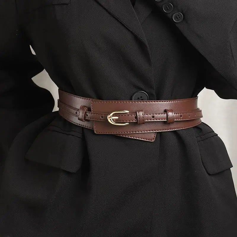 Fashionable Wide Waist Belt Black — Swuffy