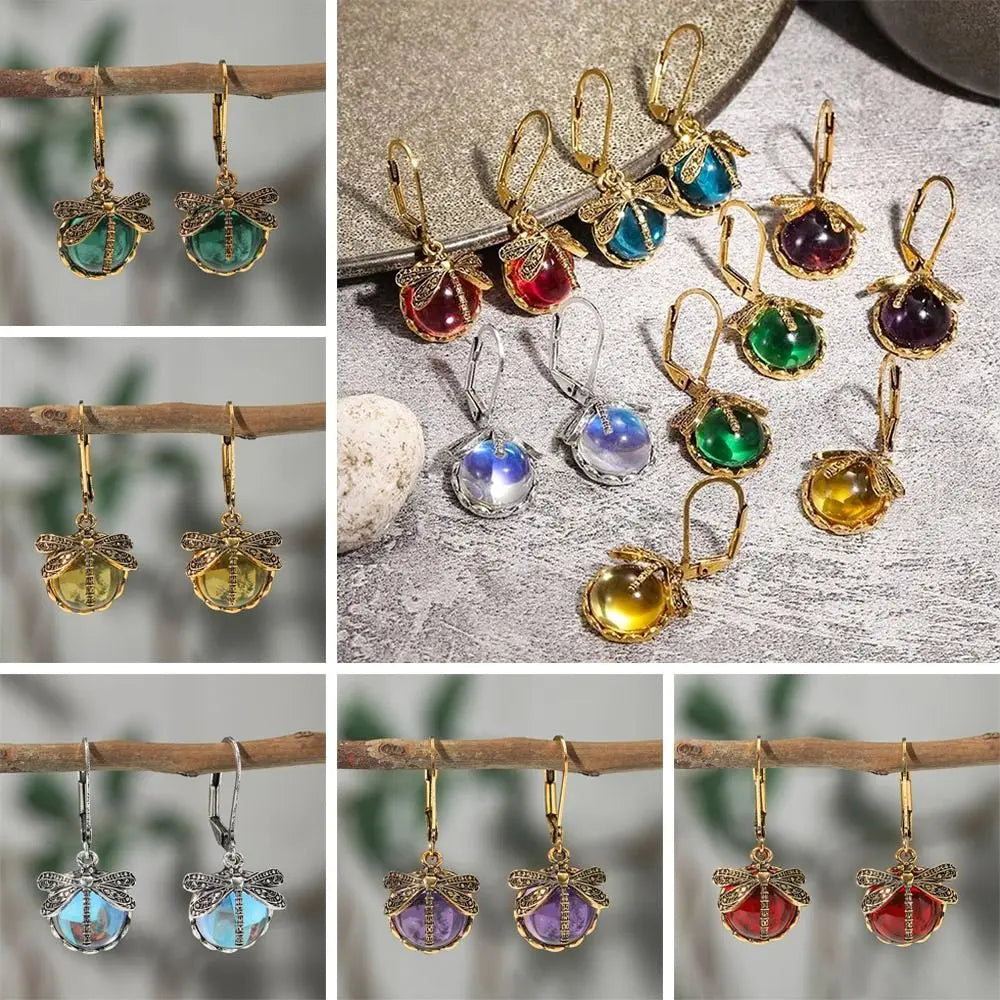 Metal Dragonfly Pendant Earrings Carving — Swuffy