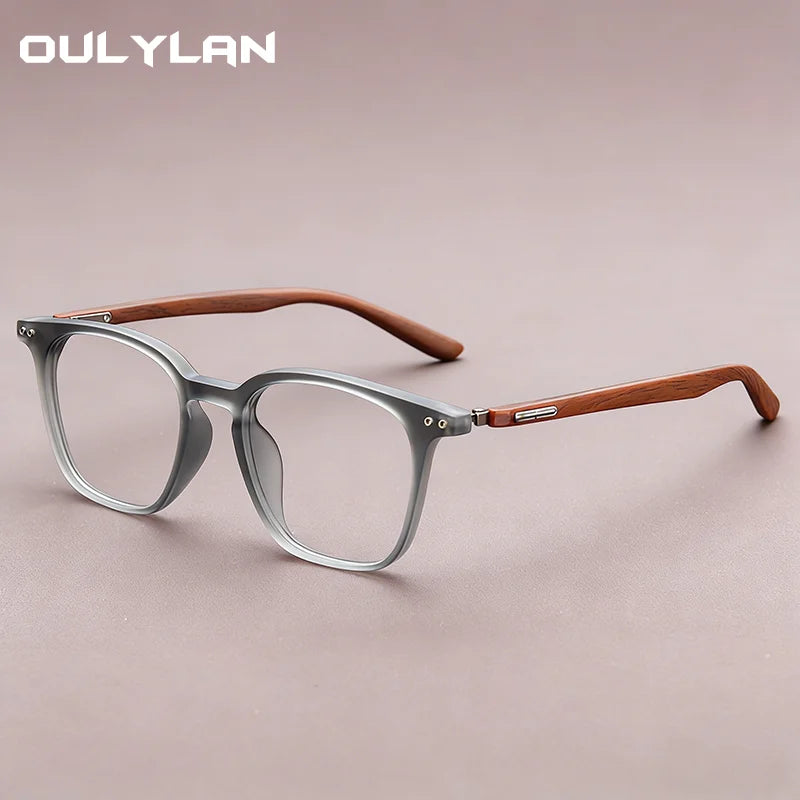 Faux Wood Temple Square Glasses — Swuffy