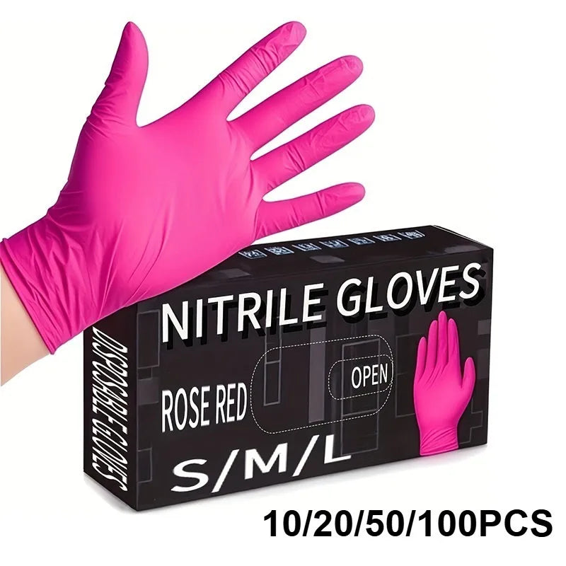 Pink Nitrile Disposable Gloves Powder — Swuffy