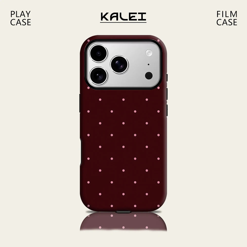Burgundy Polka Dots Phone Case — Swuffy