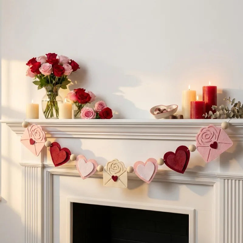 Pink Heart Felt Flower Garland — Swuffy