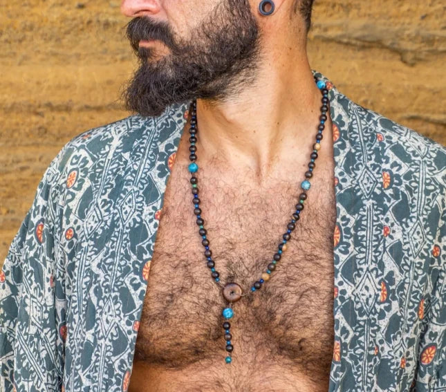 Retro Handmade Necklace Wood Stone — Swuffy