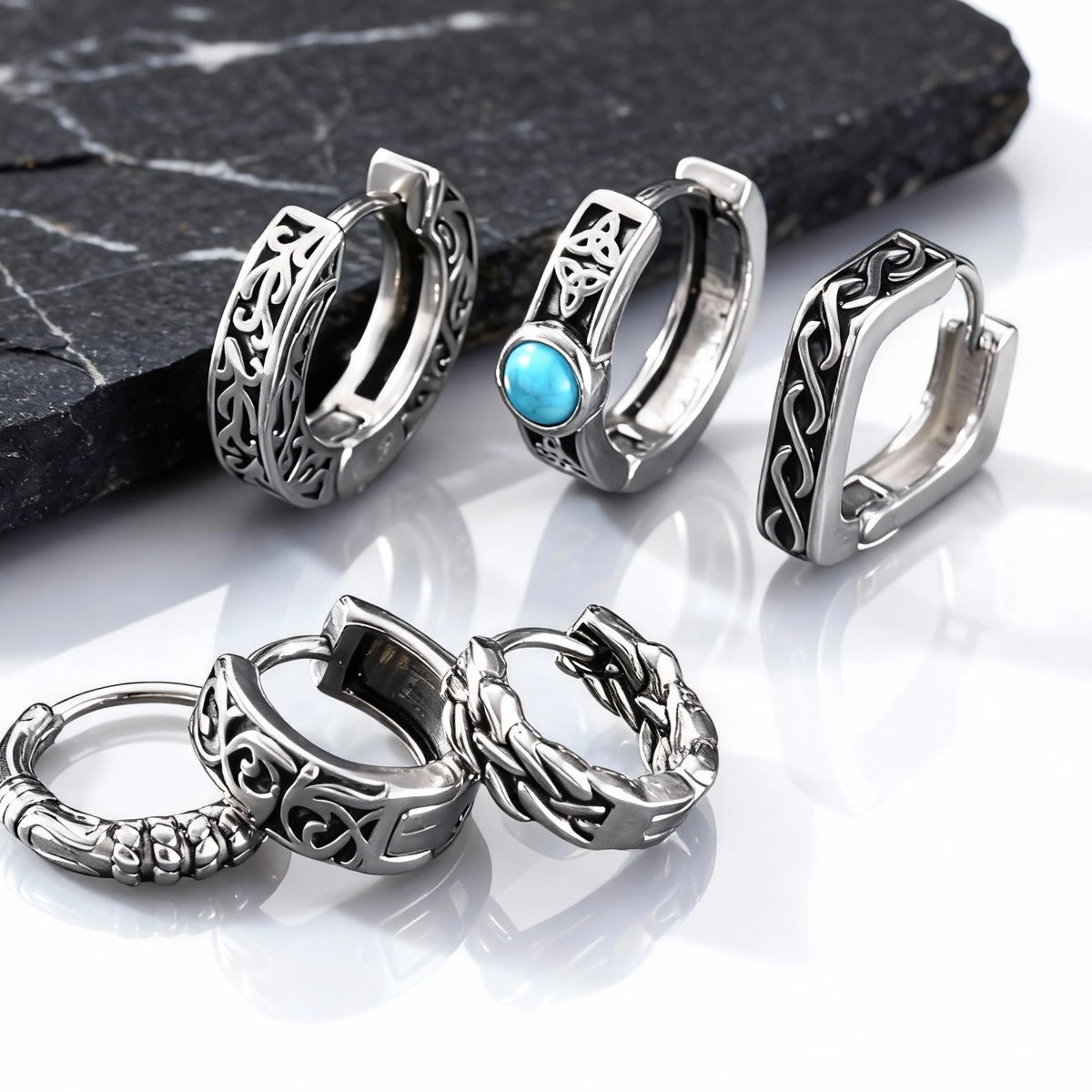 Vintage Totem Huggies Hoop Earrings — Swuffy
