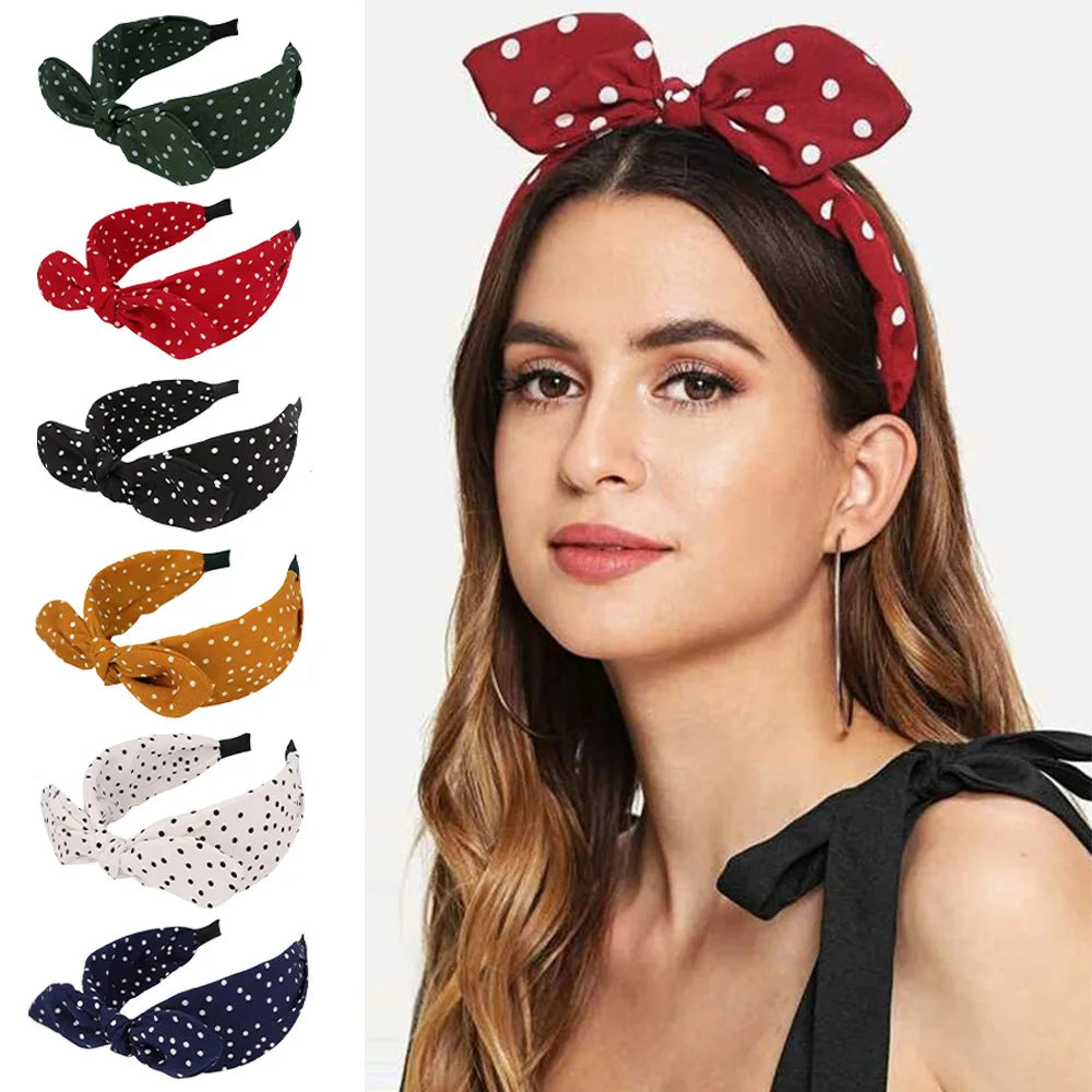Retro Polka Dot Bow Headband — Swuffy