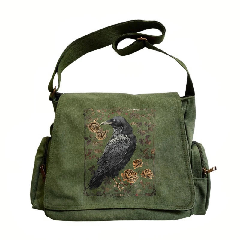 Retro Shoulder Bag Canvas Raven — Swuffy