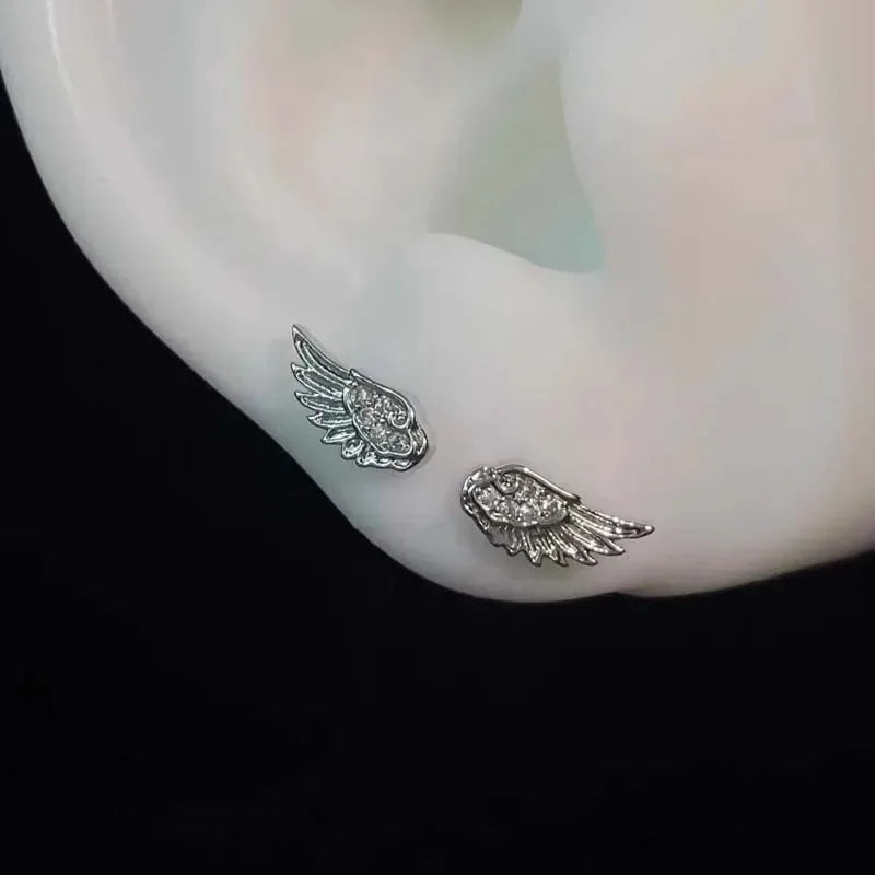 Silver Zircon Wing Stud Earrings — Swuffy