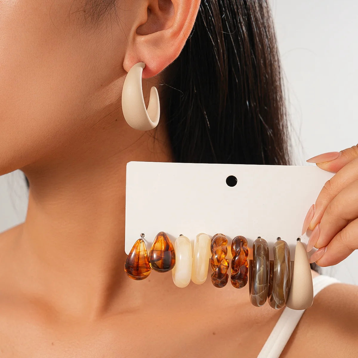 Shaped Resin Stud Earrings Water — Swuffy
