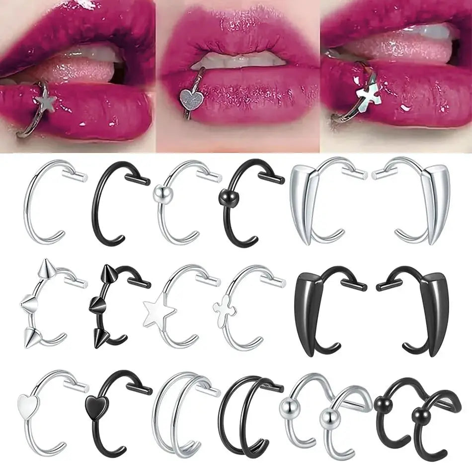 Stainless Steel Shape Lip Ring — Swuffy