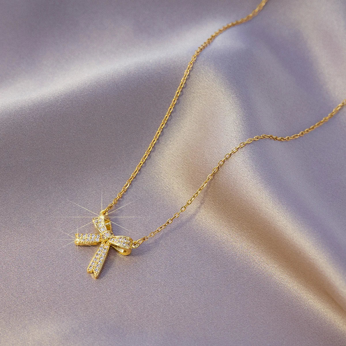Bow Necklace Steel Chain Copper — Swuffy