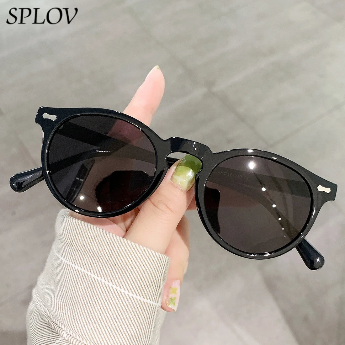 Retro Round Polarized Sunglasses Rivets — Swuffy