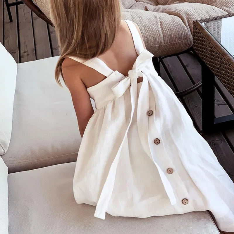 Girls Cotton Linen Dress Summer — Swuffy
