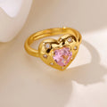 Pink Zircon Heart Rings Gold — Swuffy