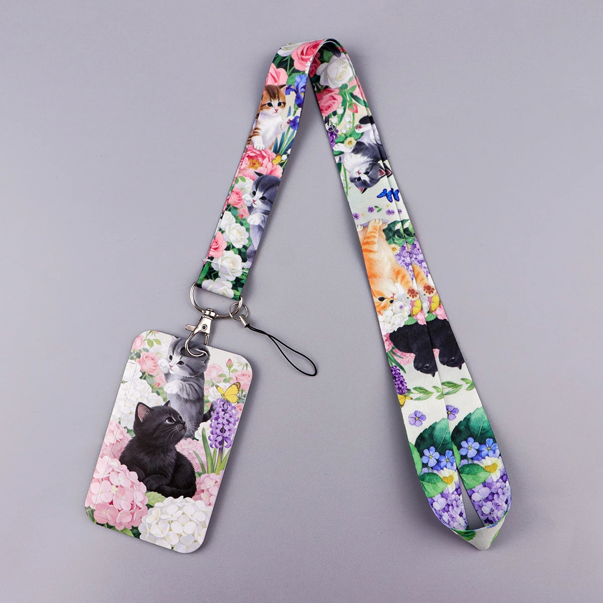 Flower Black Cat Credential Holder — Swuffy
