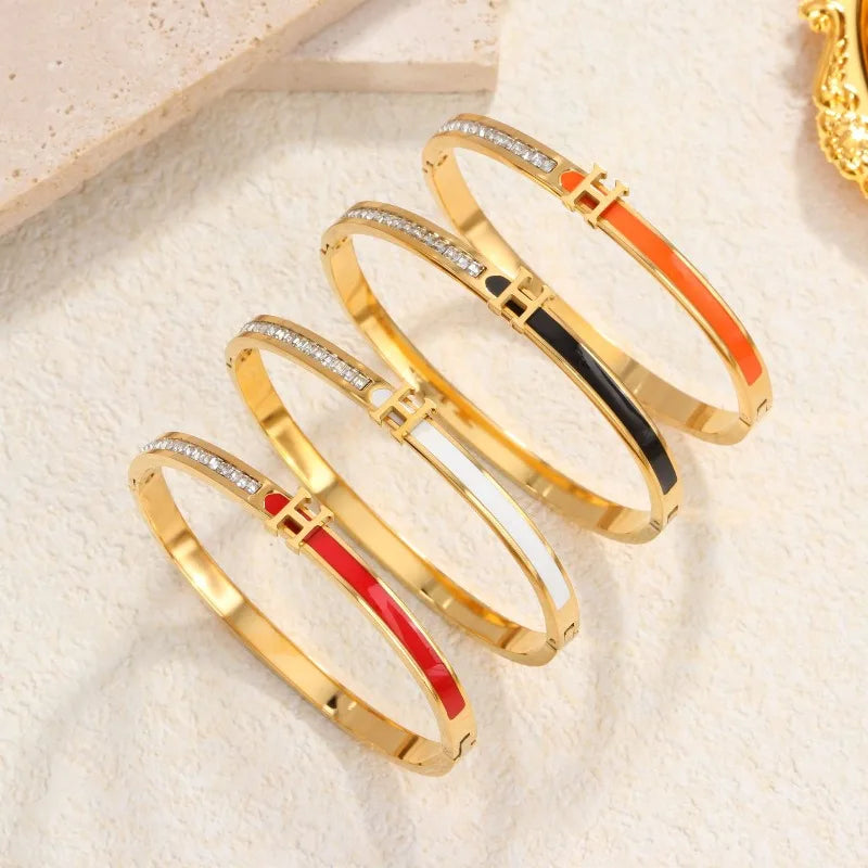 Gold Bracelets Titanium Steel Bangles — Swuffy