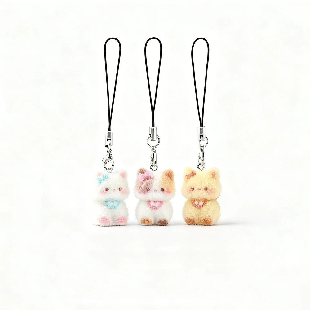 Flocking Animal Cat Pendant Keychain — Swuffy