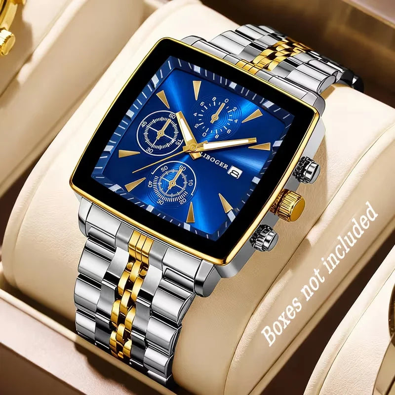 Square Dial Quartz Wristwatch Stainless — Swuffy