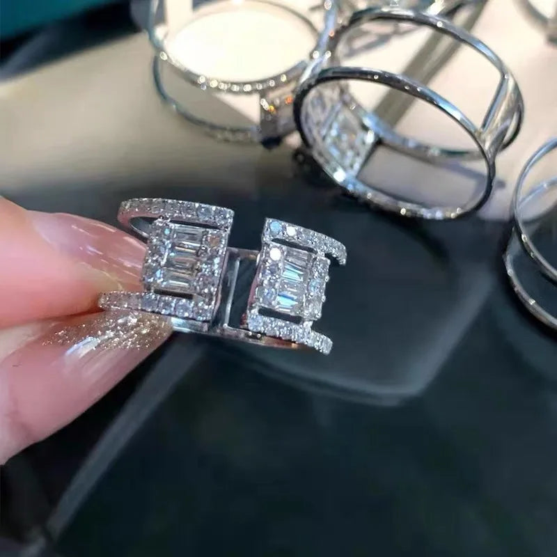 Trendy Square Diamond Rings Double — Swuffy