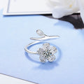 Sterling Sliver Rings Zircon Flower — Swuffy