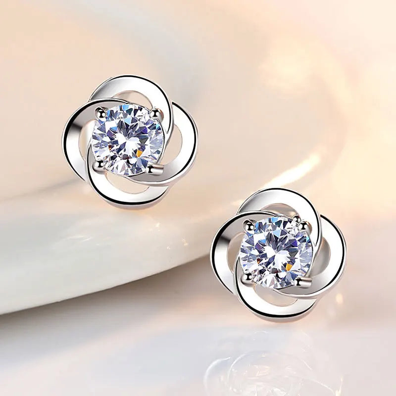 Sterling Silver Earrings Sparkling Zirconium — Swuffy