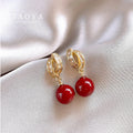 Wine Red Imitation Pearl Pendant — Swuffy