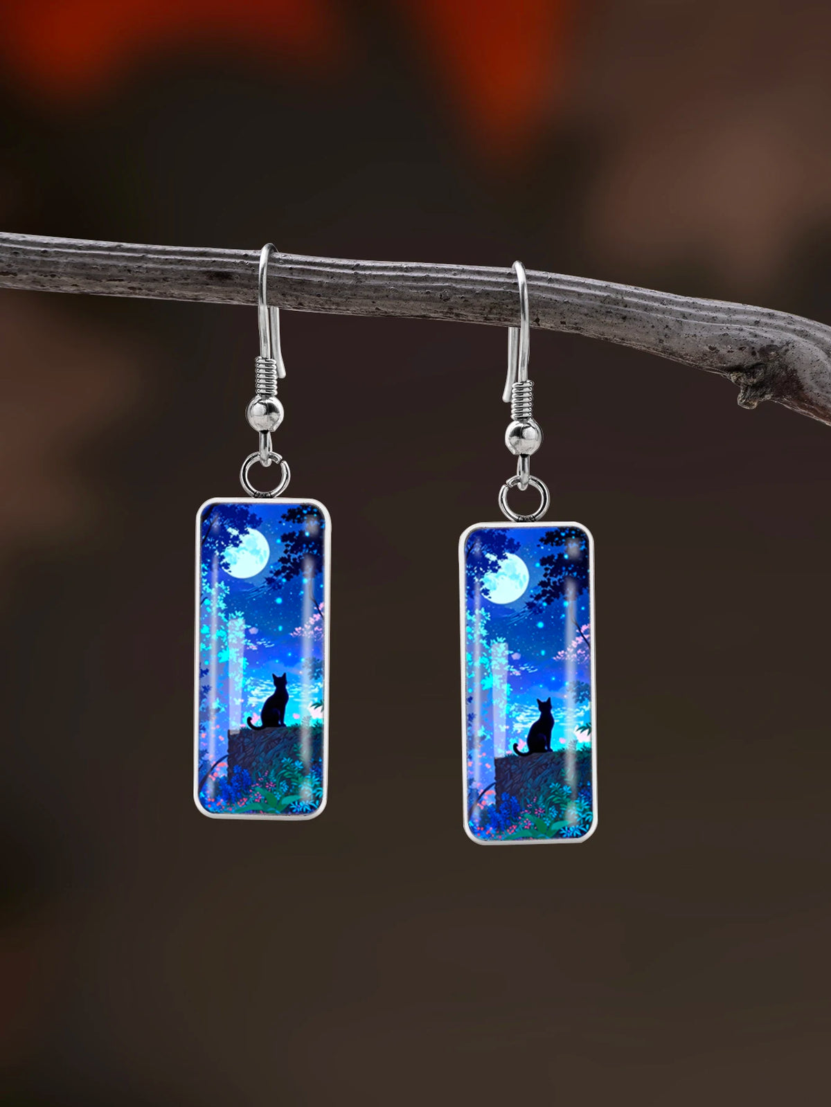 Cartoon Cat Pattern Earrings Convex — Swuffy