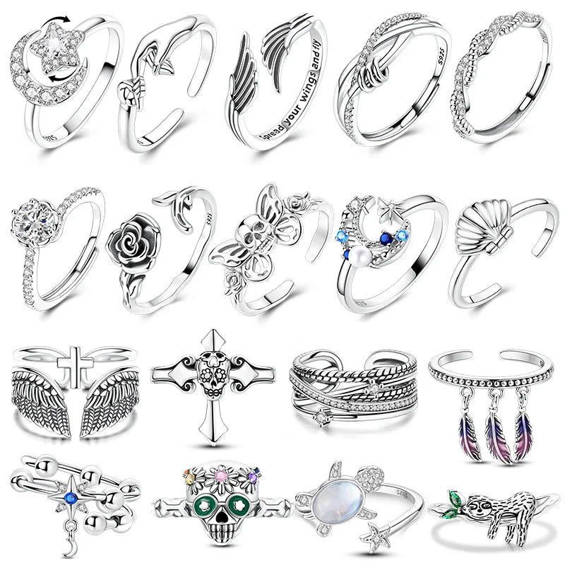 Silver Ring Sparking Sun Moon — Swuffy