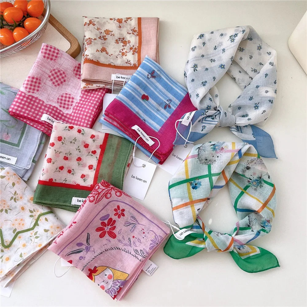 Square Scarf Neckerchief Casual Flower — Swuffy