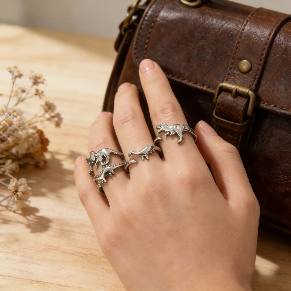 Silver Plated Retro Dinosaur Ring — Swuffy