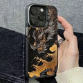 Black Golden Dragon Pattern Phone — Swuffy
