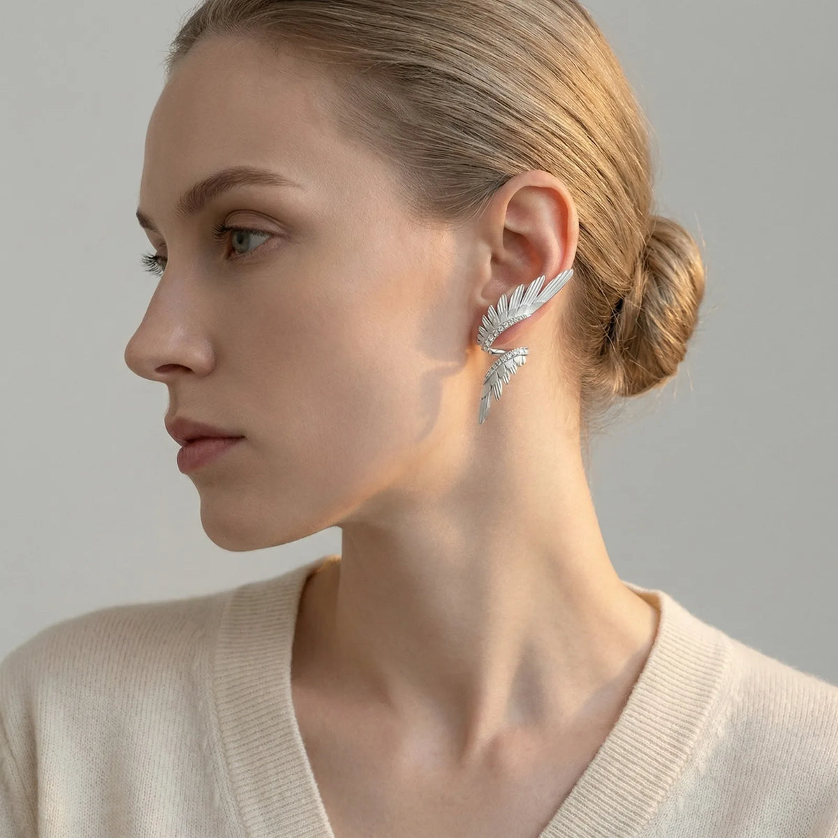 Angel Wing Stud Earrings Feather — Swuffy
