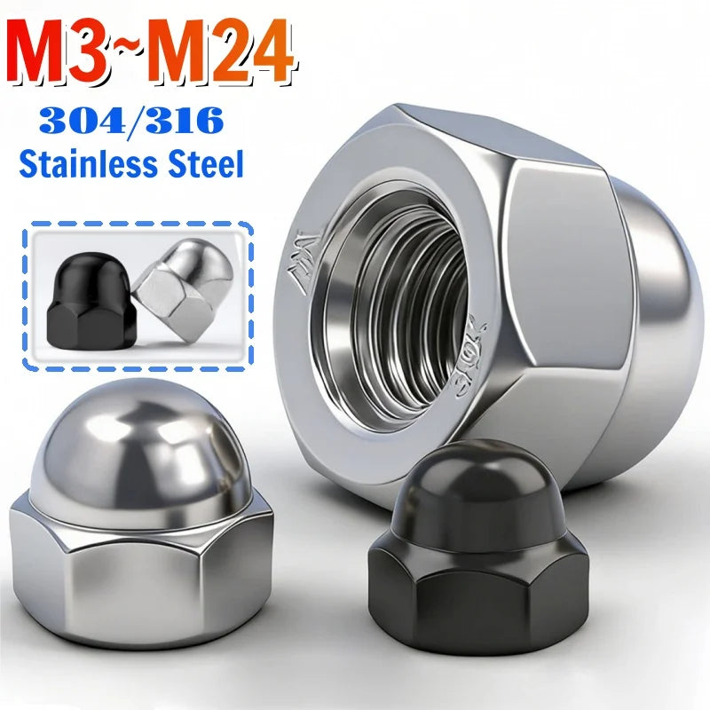 Black Stainless Steel Cap Nuts — Swuffy