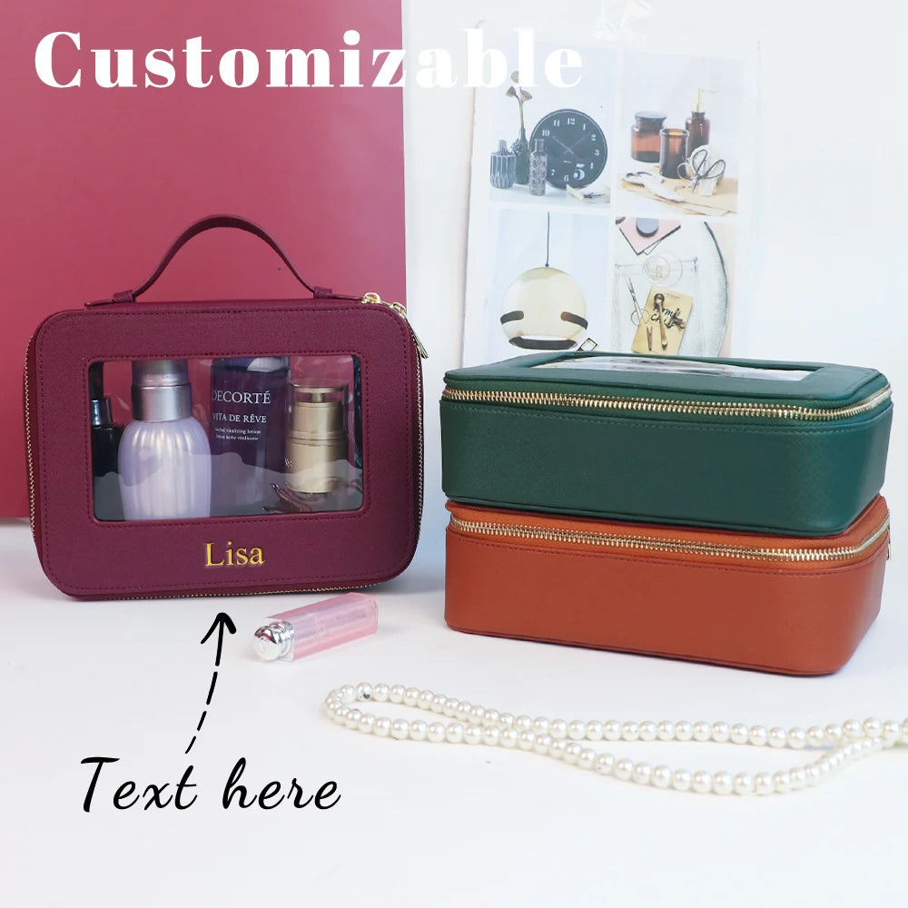 Personalized Custom Leather Makeup Bag — Swuffy