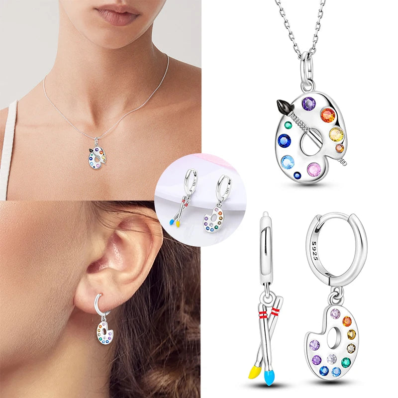 Sterling Silver Earrings Necklace Lady — Swuffy