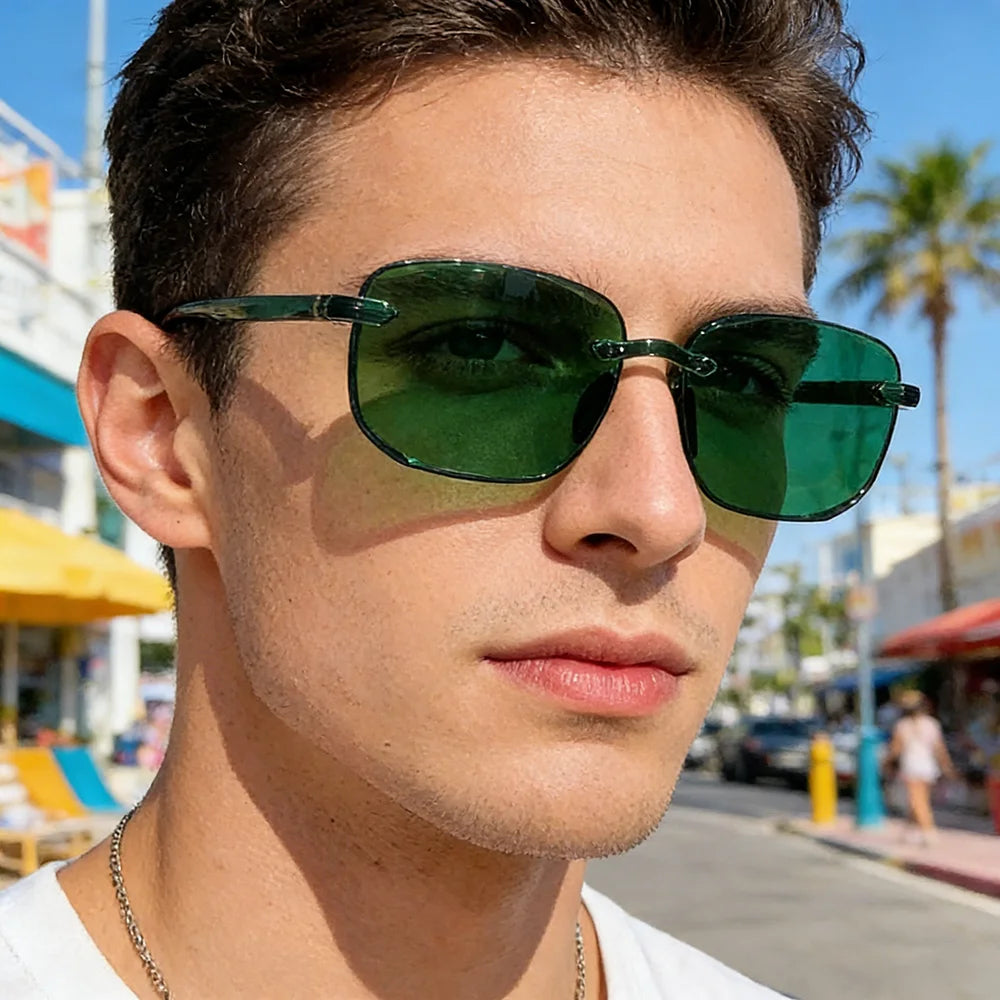 Classic Rimless Sunglasses Square Frame — Swuffy