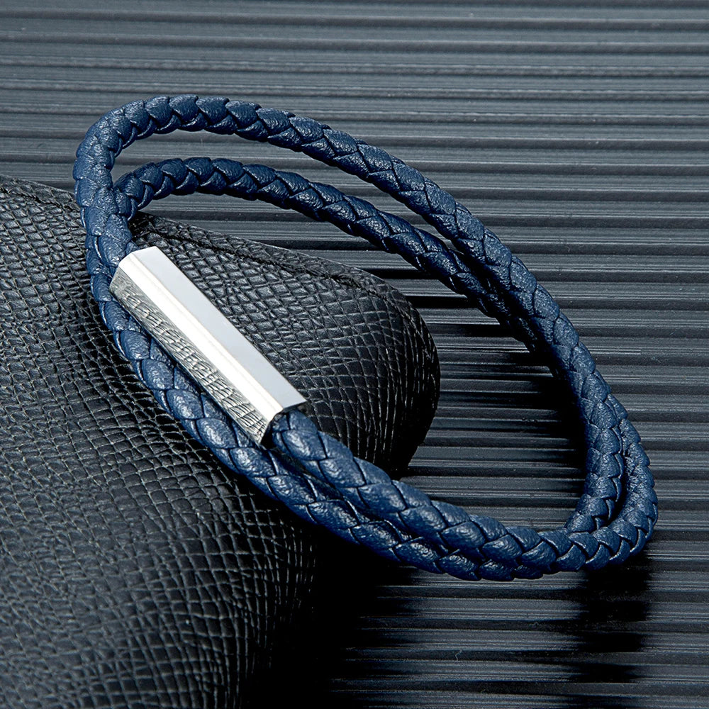 Mkendn Personalized Braided Leather Bracelet — Swuffy