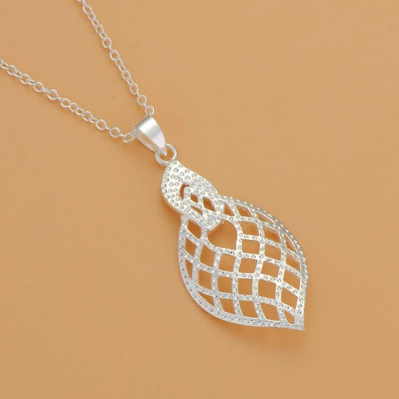 Sterling Silver Necklace Pendant Leaves — Swuffy