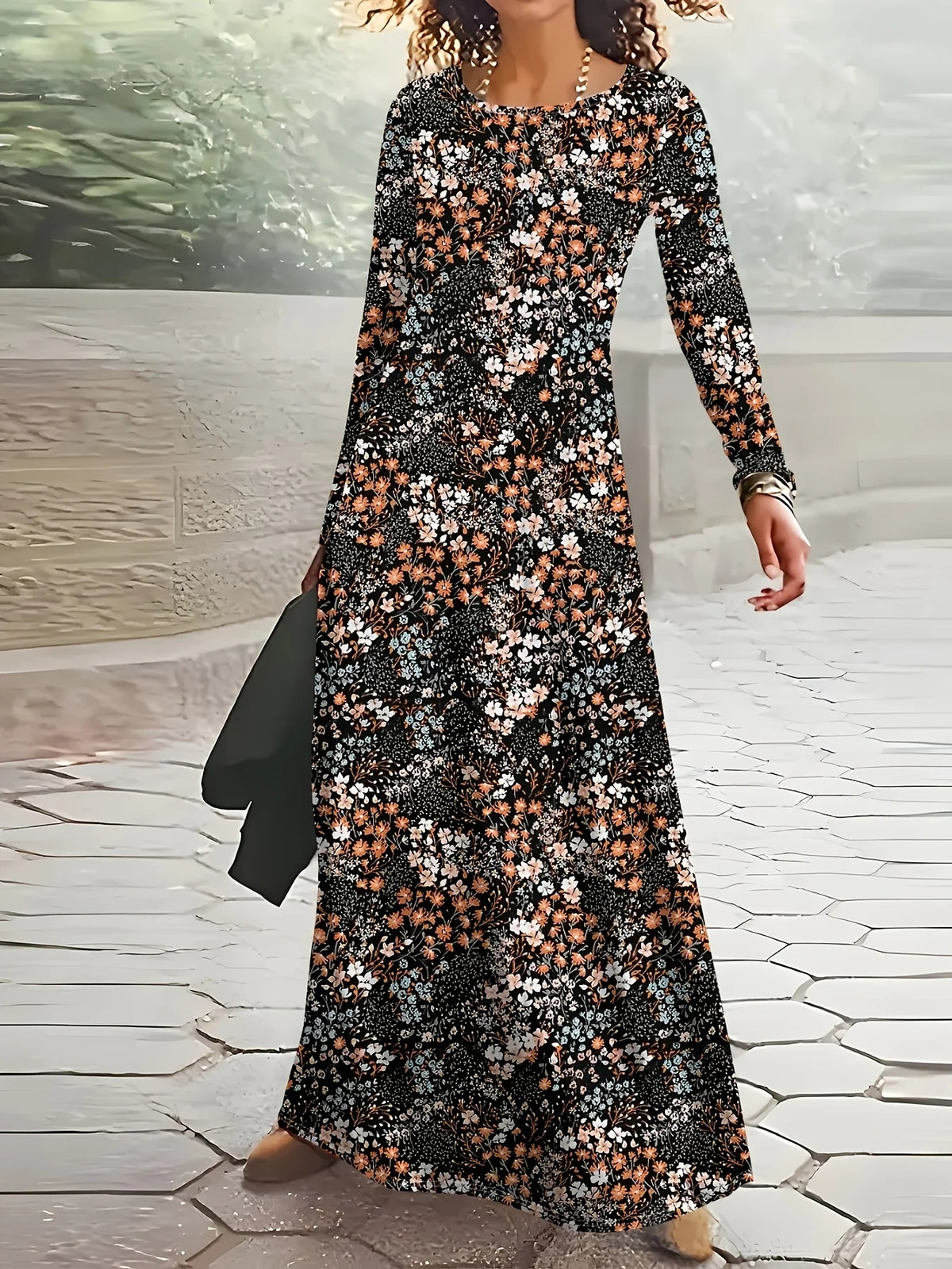 Long Sleeve Floral Print Dress — Swuffy
