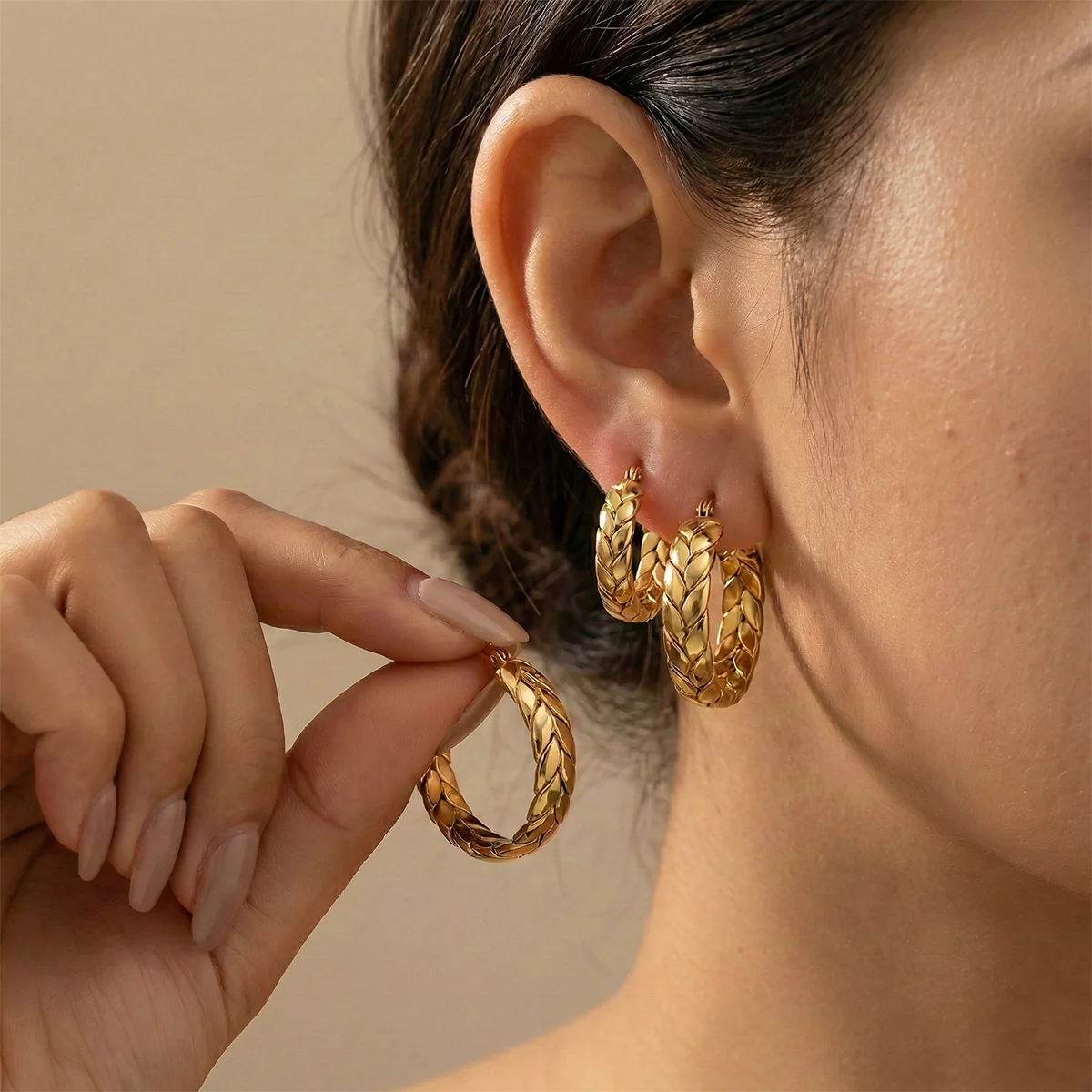Gold Plated Braided Hoop Earrings — Swuffy