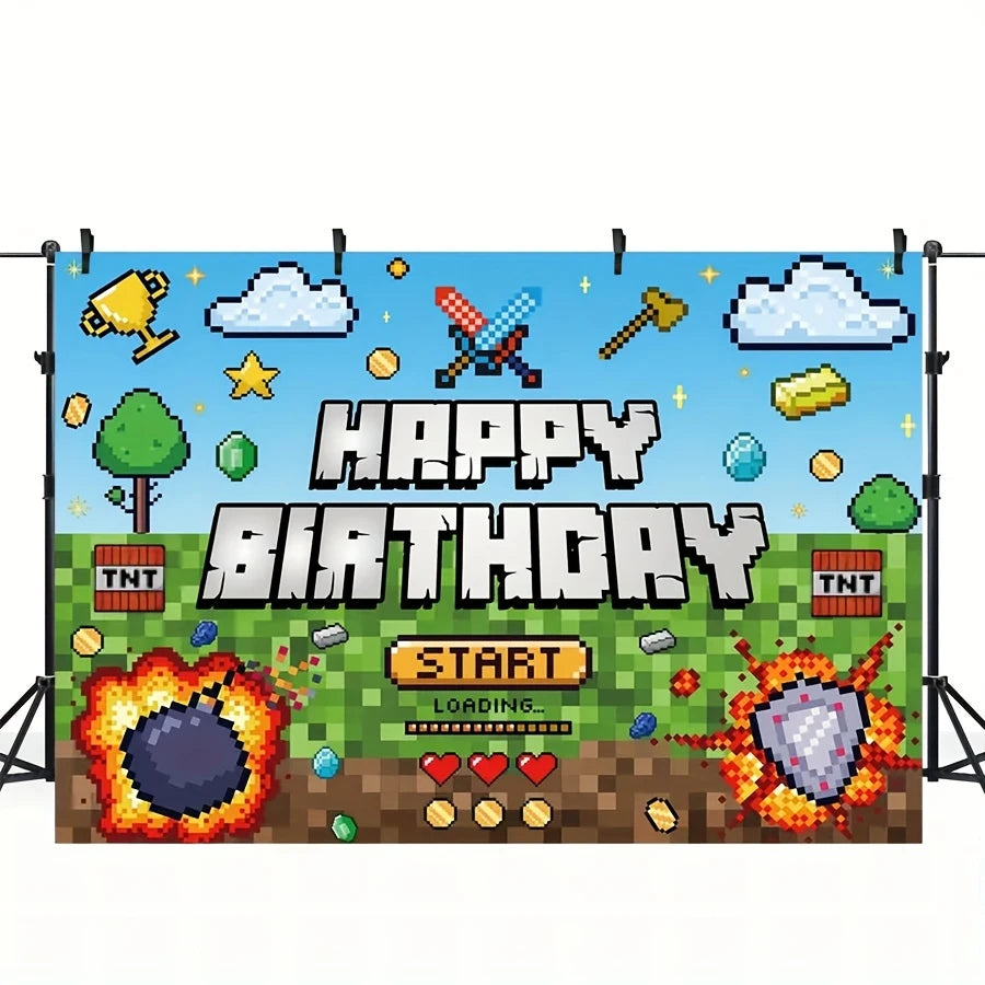 Pixel Game Happy Birthday Banner — Swuffy