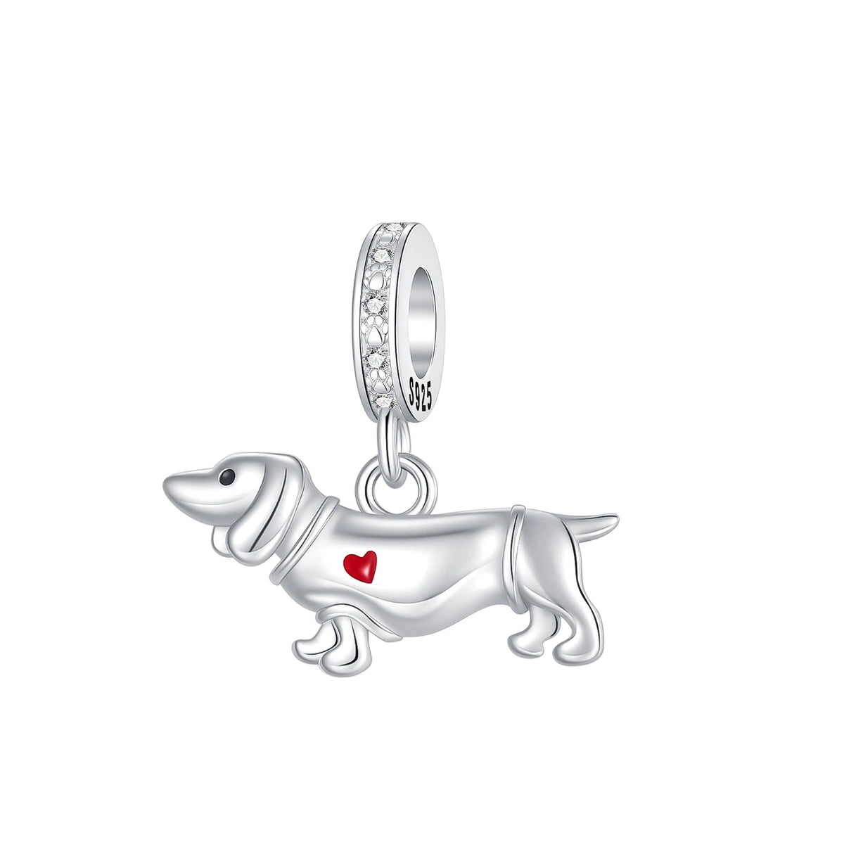 Sterling Silver Dachshund Dangle Charm — Swuffy