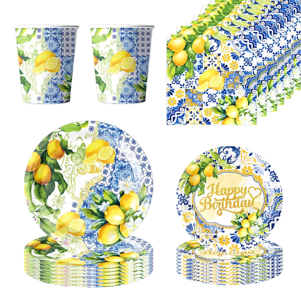 Mediterranean Blue Lemon Party Supplies — Swuffy