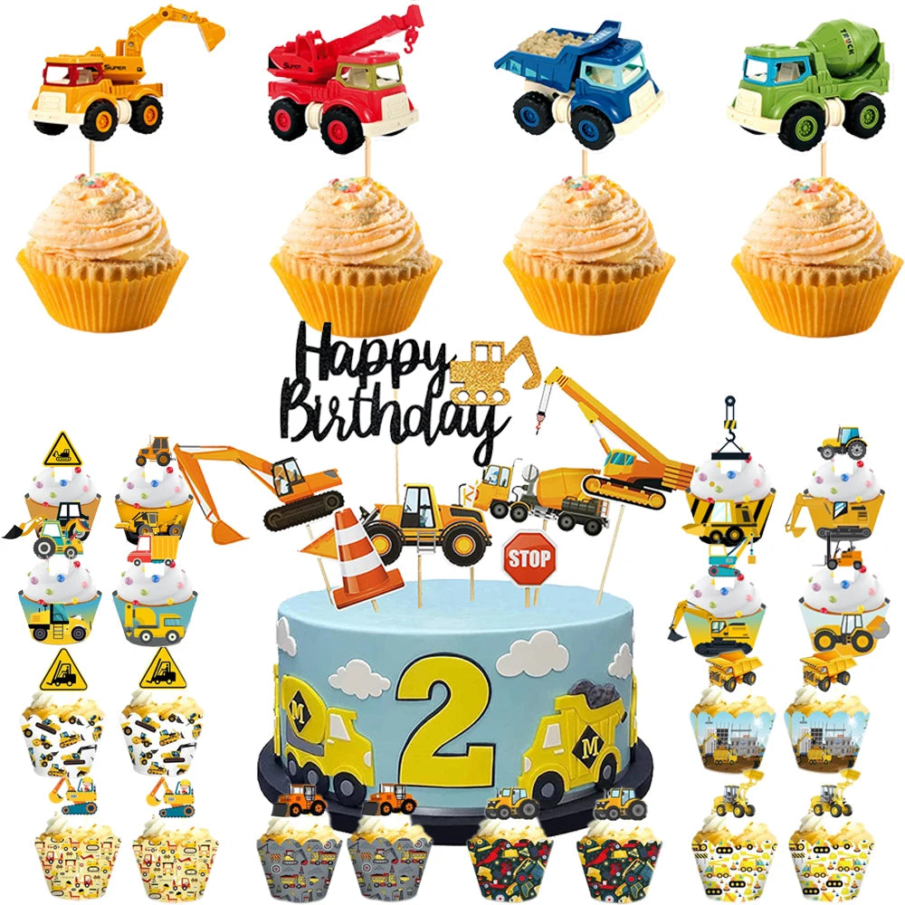 Construction Cake Toppers Excavator Crane — Swuffy