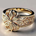 Gold Tone Flower Openwork Ring — Swuffy