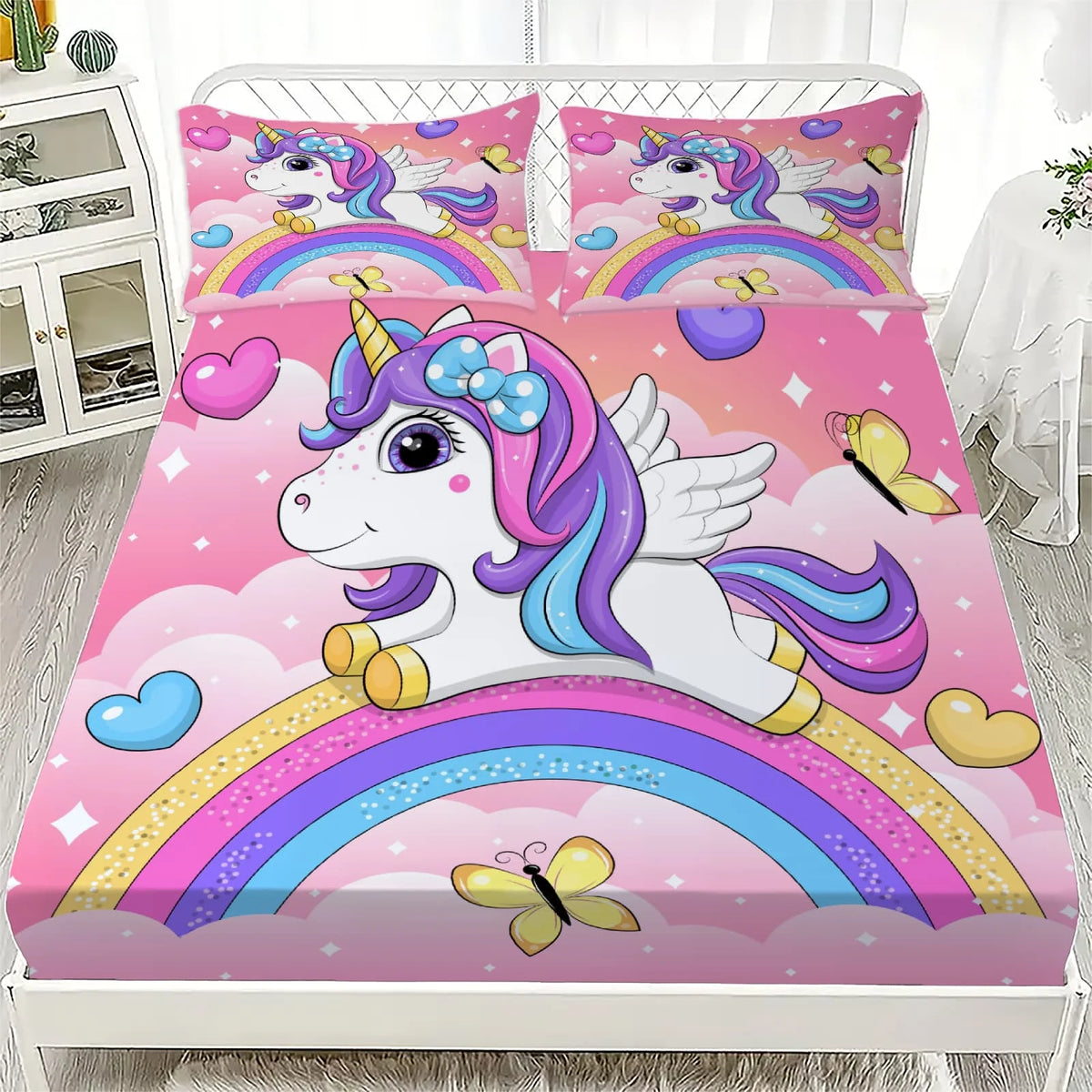 Unicorn Print Fitted Sheet — Swuffy