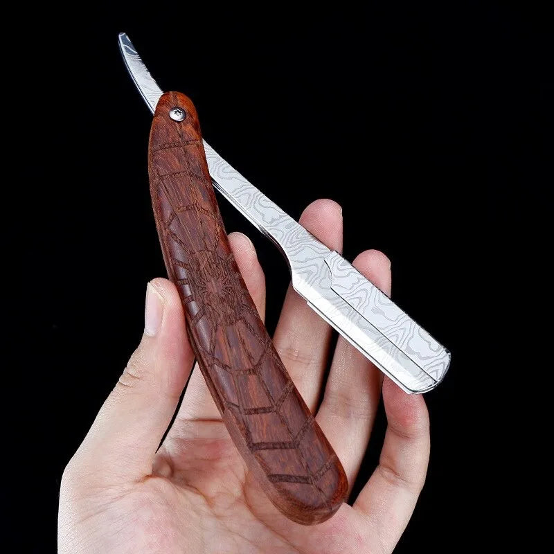 Damascus Folding Straight Razor Stainless — Swuffy