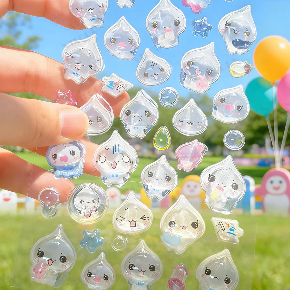 Cartoon Droplet Stickers Kawaii Glitter — Swuffy